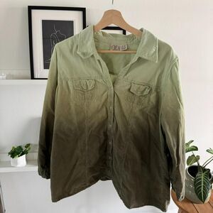 Vintage dcc womens corduroy shirt green plussize 18 20